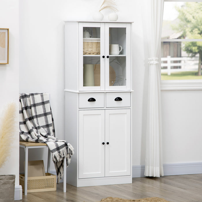 HOMCOM 61\" Kitchen Pantry Storage Cabinet w/ Shelves Soft Close Doors