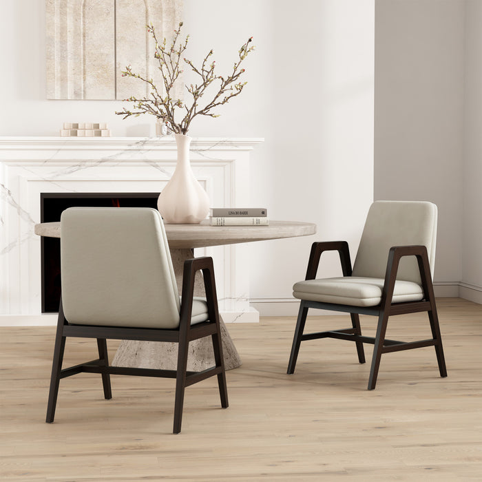 Stella Modern Velvet Wood Armchair in Champagne - Set of 2