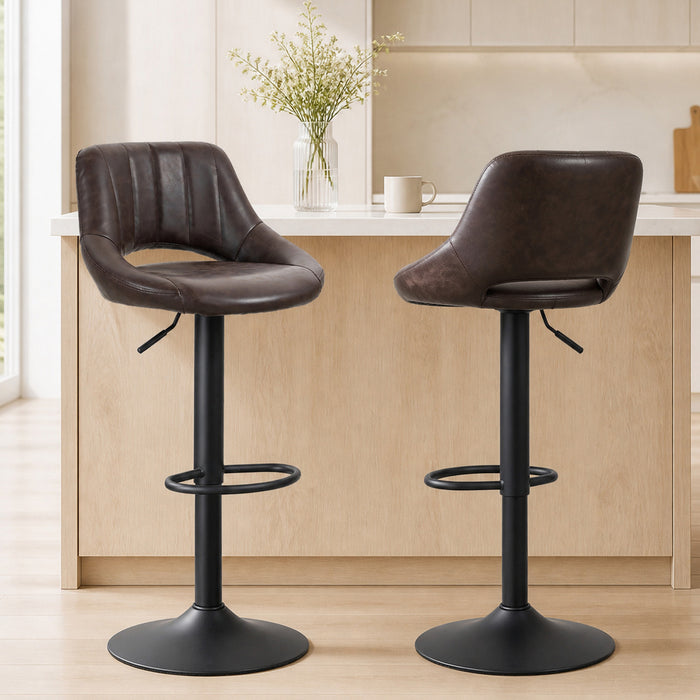 HOMCOM Bar Stools Set of 2 Swivel Adjustable Counter Height Barstools