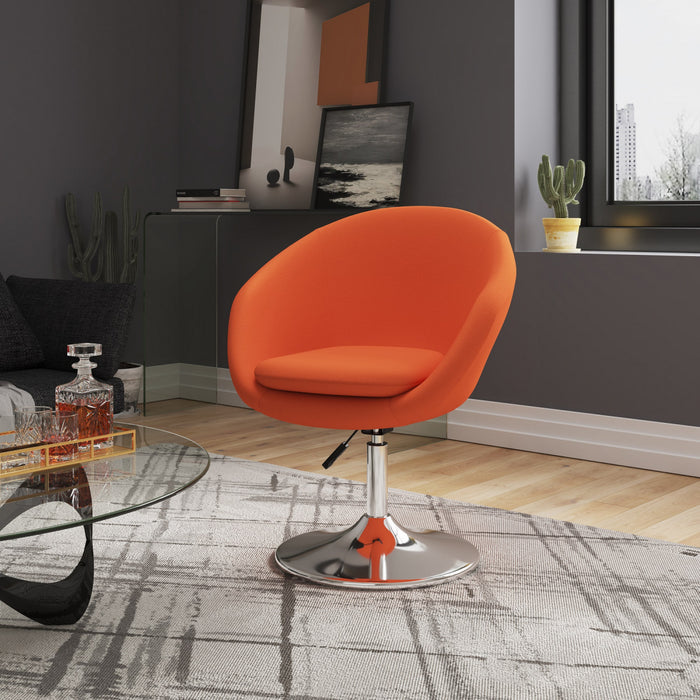 Hopper Modern Upholstered Swivel Lounge Chair in Orange - Set of 2 Accent Chair