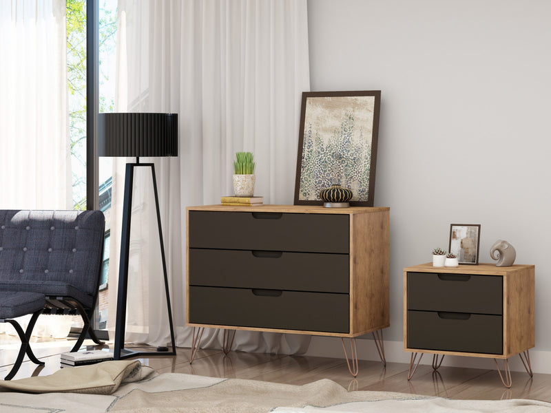 Rockefeller Mid-Century Modern 2-Piece Dresser Set in Gray