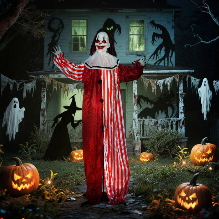 Outsunny Life Size Halloween Animated Clown, Scary Halloween Decorations