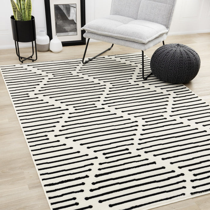 Forte Black White Stripes Area Rug - 5'3\" x 7'5\"