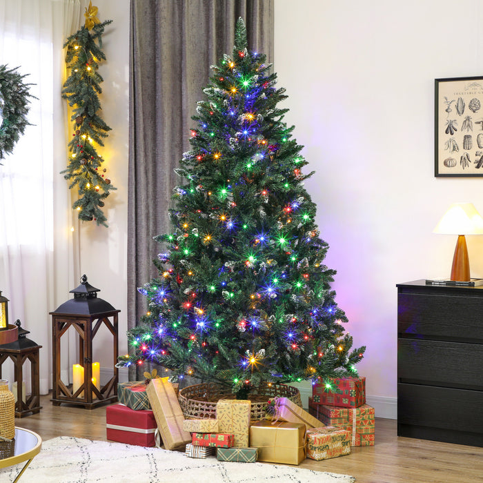HOMCOM 7ft Frosted Christmas Tree with Dual Colour, Full Spruce Xmas Tree