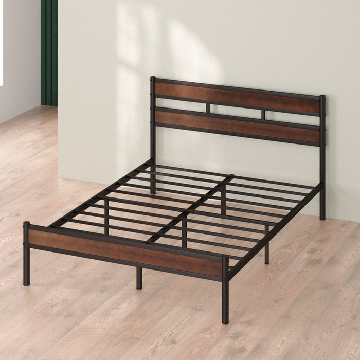Roman Bamboo and Metal Platform Bed with Headboard - King Size