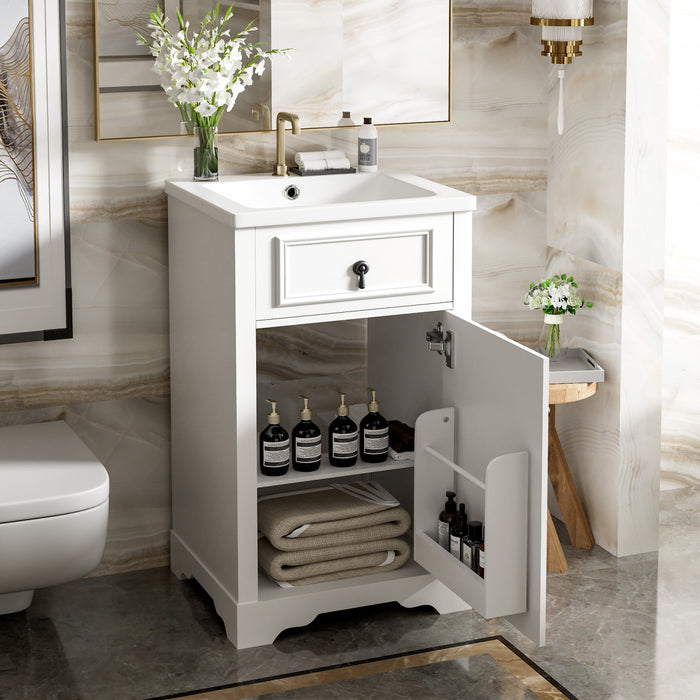 Mason 20 Inch Compact Modern Bathroom Vanity with Ceramic Sink, White