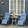 Outsunny Set Of 2 Garden Sun Lounger, Outdoor Recliner, Grey And Blue