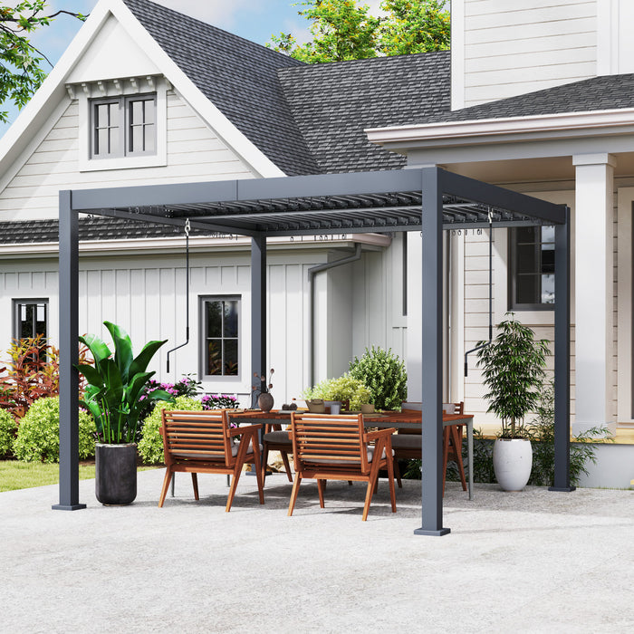 Outsunny 10' X 10' Louvered Pergola With Adjustable Roof & Aluminum Frame