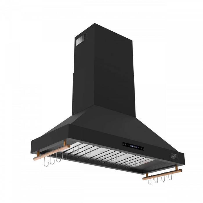 Forno Venezia 48 Inch Wall-Mounted Range Hood, Black-FRHWM5503-48BLK