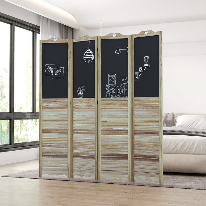 Homcom 4 Panel Room Divider With Chalkboard Folding Privacy Screen