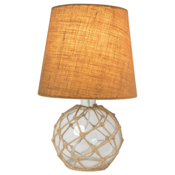 Marelle Netted Burlap & Glass Table Lamp, Clear, 14.75\"H