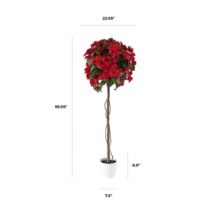 Red 59\" Poinsettia Tree