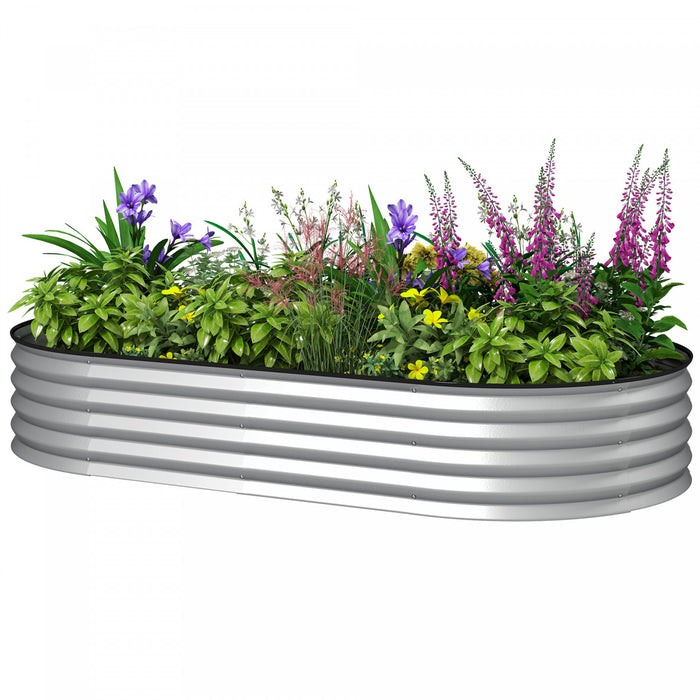 Outsunny Raised Garden Bed, 6' x 3' x 1' Galvanized Planter Box, Silver