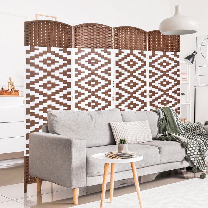 Homcom 4-panel Woven Wicker Room Divider 6ft