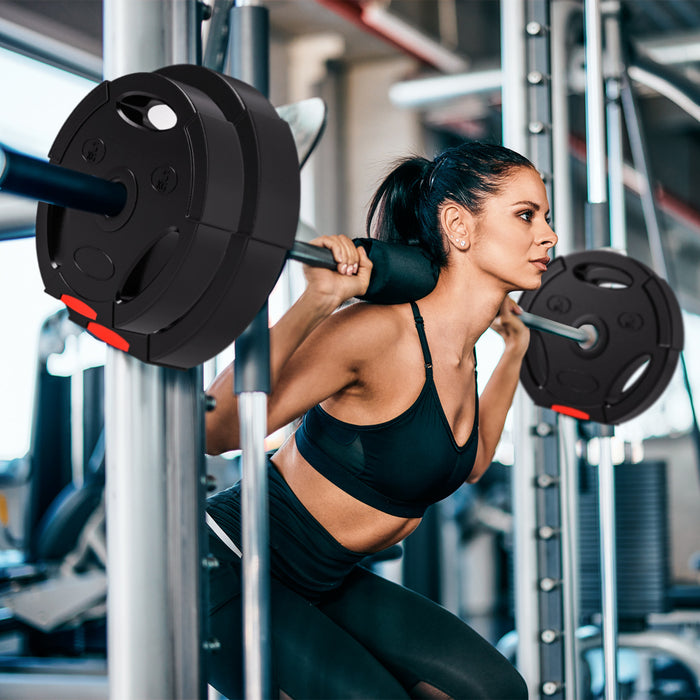 Soozier Set Of 4 1-inch Weight Plates With 3 Grips, 2 X 17lbs + 2 X 11lbs