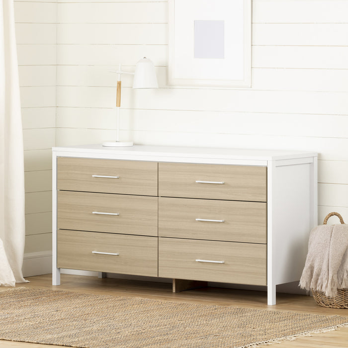 Munich 6-drawer Dresser - White And Soft Elm 