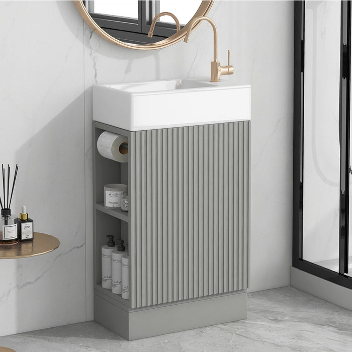 Ethan 18.6\" Bathroom Vanity with Sink and Adjustable Shelf, Grey