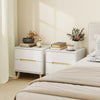 HOMCOM Nightstands Set of 2, Bedside Table w/ 2 Drawers and Wood Legs White