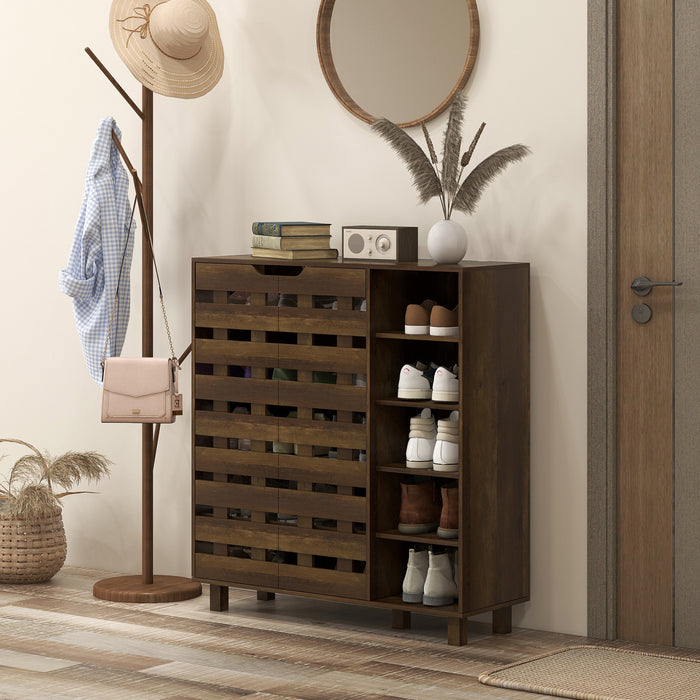 HOMCOM Shoe Storage Cabinet with 5-tier Cupboard and 5 Open Shelves