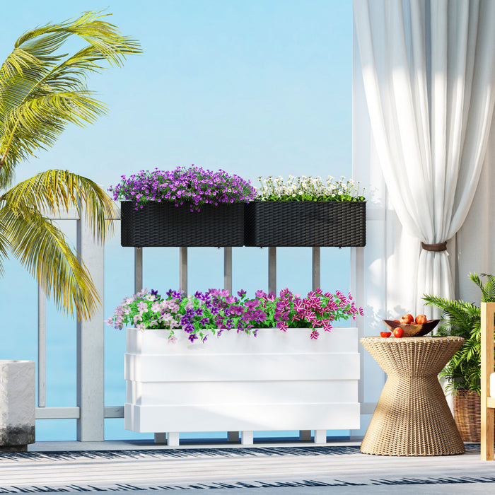 Outsunny 2 Pack 20 Inch Railing Planter Box, Hanging Flower Pots, Black