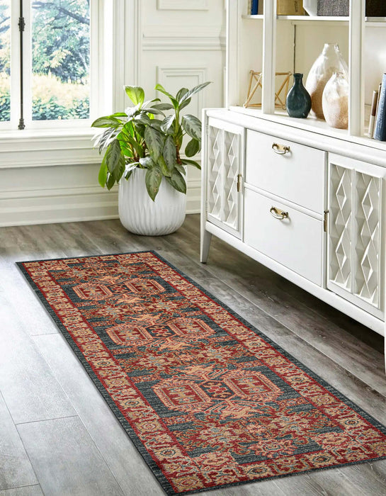 Lena Traditional 2'3\" x 7'6\" Runner Rug in Blue Indoor Area Rug