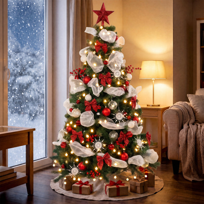 HOMCOM 6ft Prelit Chri stmas Tree Spruce with 8 Modes, 800 Tips, 200 LEDs