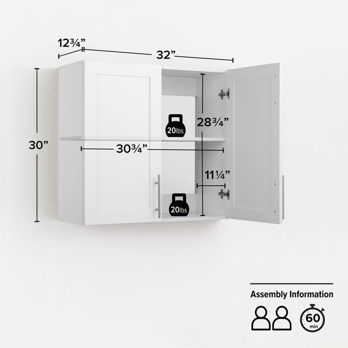 Prepac Elite 32\" Wall Storage Cabinet - White