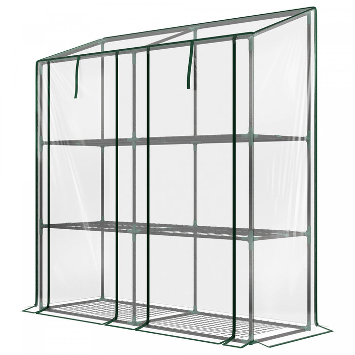Outsunny Mini Greenhouse With 3 Tier 6 Shelves Portable Green House, Clear