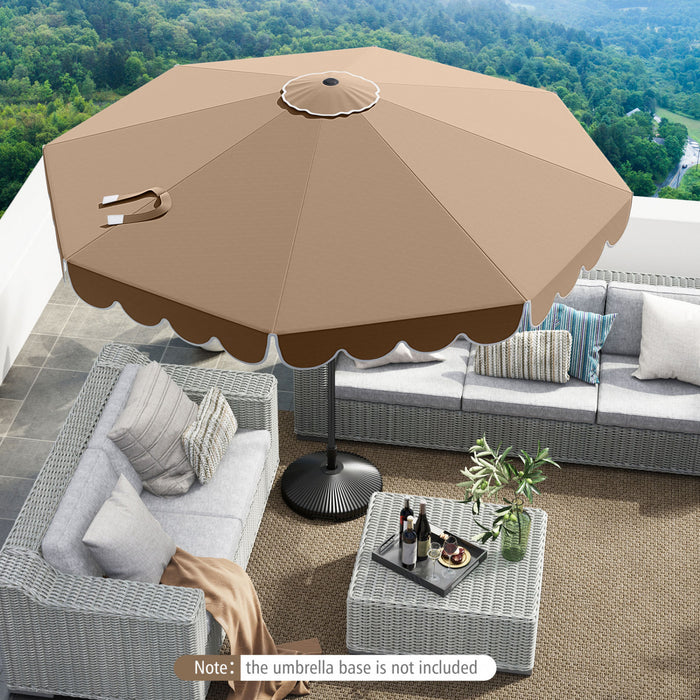 Costway 10 FT Patio Umbrella with Crank Tilt Adjustment Ruffles Vented Top 8 Ribs Brown