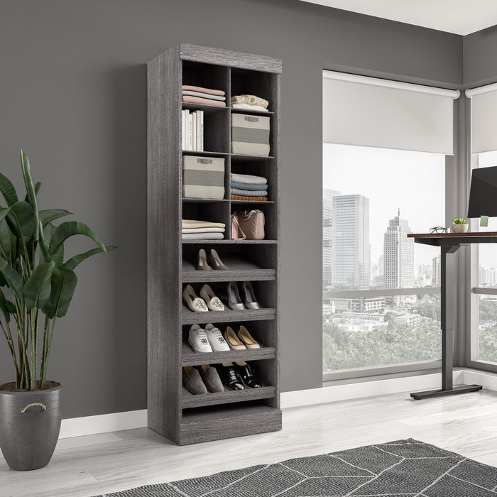 Bestar Pur 25 W Closet Shoe Organizer - Bark Grey