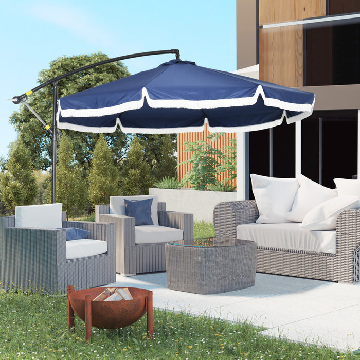 Outsunny 10ft Cantilever Patio Umbrella Hanging Offset Umbrella W/ Crank