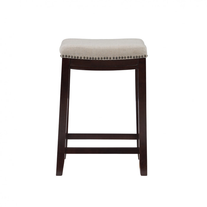 Claridge Linen-Look Fabric Backless Counter-Height Stool - Dark Walnut