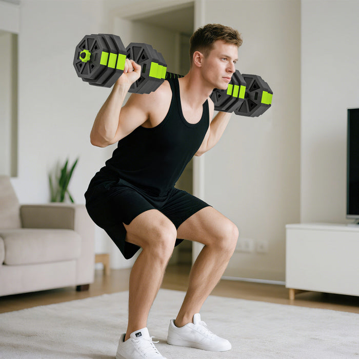 Soozier 6-in-1 Adjustable Dumbbell Set, 55lbs Free Weights Set, Green
