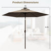 Costway 9' Solar LED Lighted Patio Market Umbrella Tilt Adjustment Crank Lift Tan