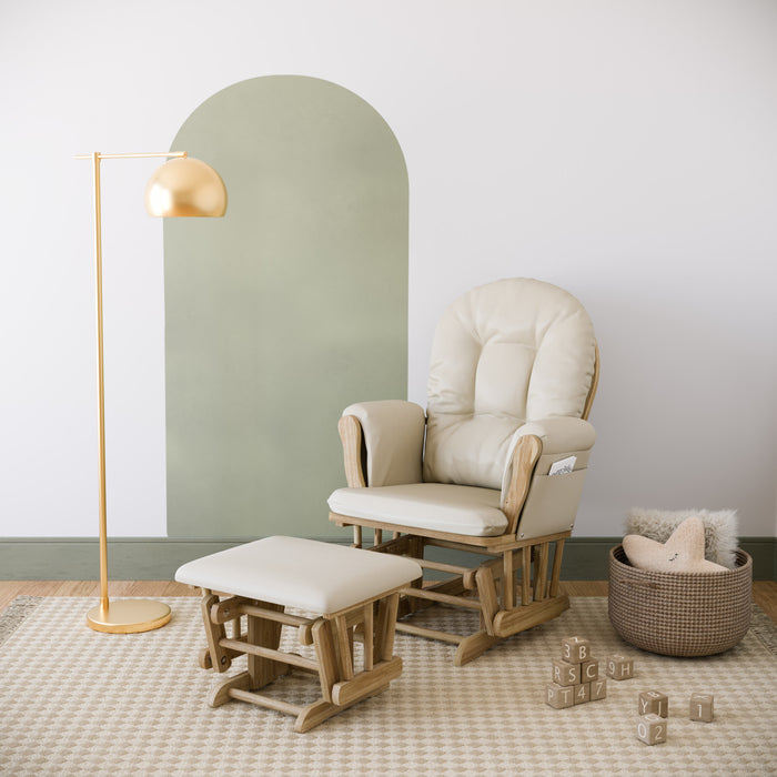 Storkcraft Hoop Glider and Ottoman - Natural/Beige