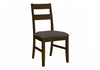 Dining Chair Set of 2 Dining Room Kitchen Brown Solid Wood Brown Fabric Transitional