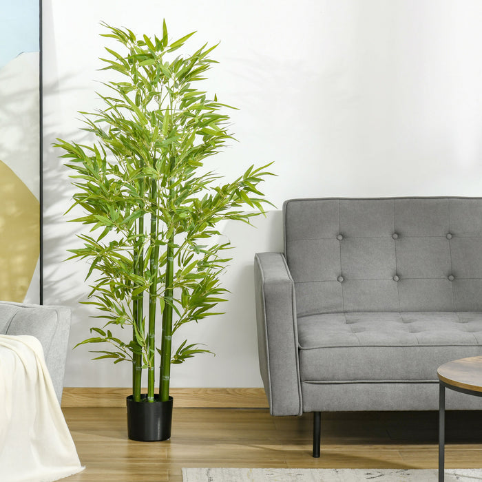 HOMCOM 5' Artificial Bamboo Tree Fake Plant in Pot Indoor Decoration
