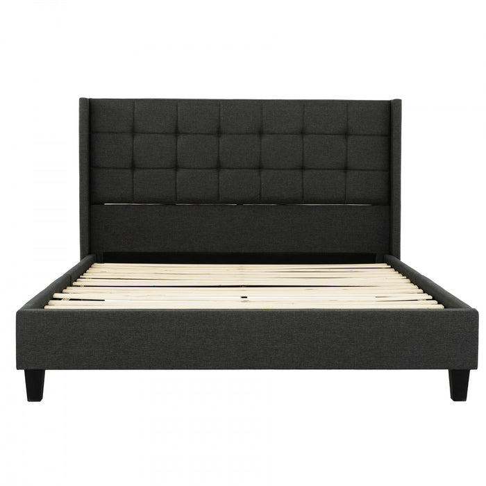 Wilder Grey Upholstered Wingback Platform Bed - Full