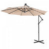 Costway 10FT Cantilever Solar Powered 32LED Lighted Patio Offset Umbrella Outdoor Beige