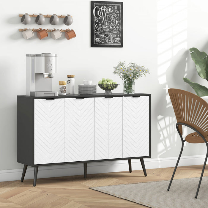 HOMCOM 47\" Sideboard, Buffet Cabinet with Adjustable Shelves, Black