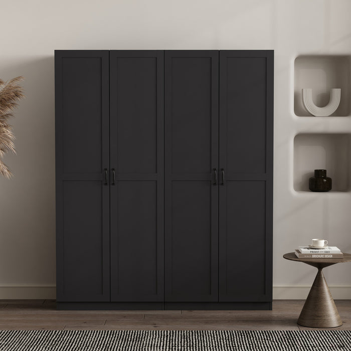 Cornelia Modern 30\" Storage Cabinet in Black (7-Shelf) - Set of 2 Bookcase