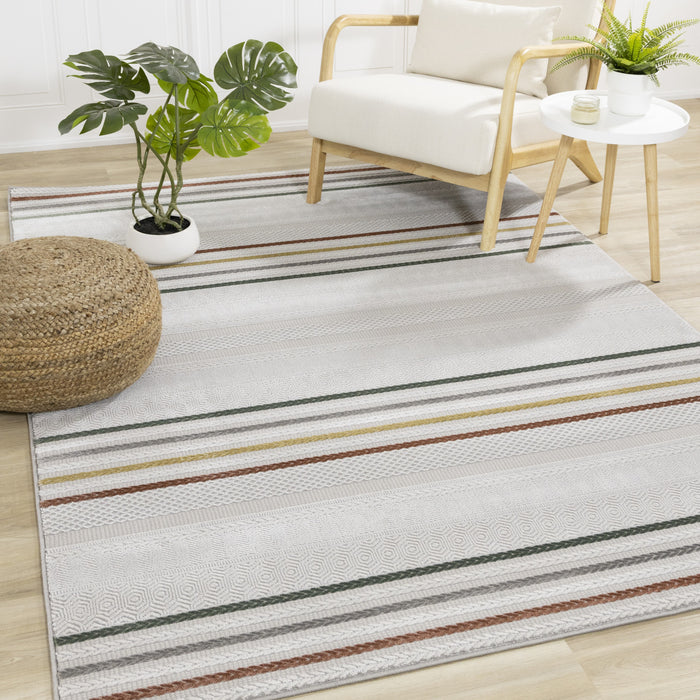 London Multi-Coloured Striped Area Rug - 5'3\" x 7'7\"