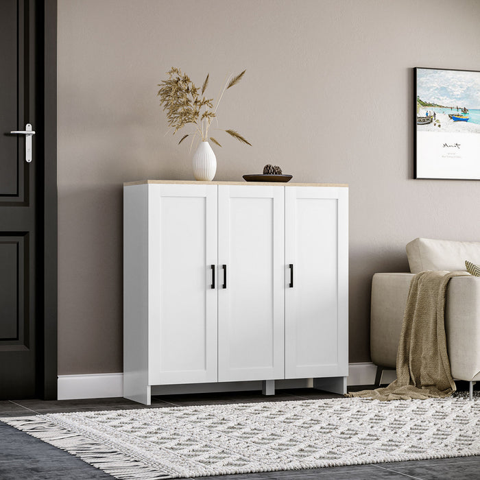 HOMCOM Modern Sideboard Buffet Cabinet with Adjustable Shelves White