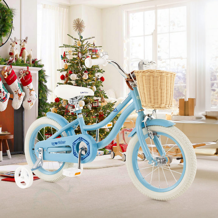 Prorider 14\" Kid's Bike With Training Wheels Adjustable Handlebar Seat Handbrake Blue