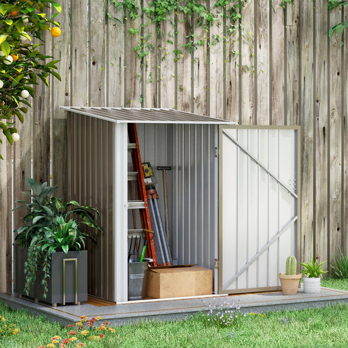 Outsunny 3.3' X 3.4' Lean-to Garden Storage Shed W/ Lockable Door Brown