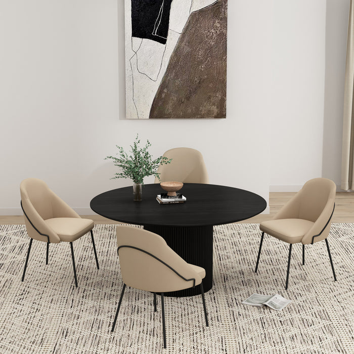 Gracie Modern Vegan Leather Metal Dining Chair in Tan and Black - Set of 4