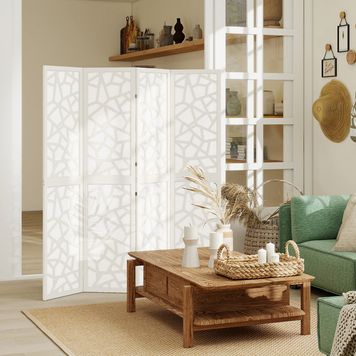 HOMCOM 4 Panel Room Divider, 5.6 FT Lightweight Privacy Screen, White
