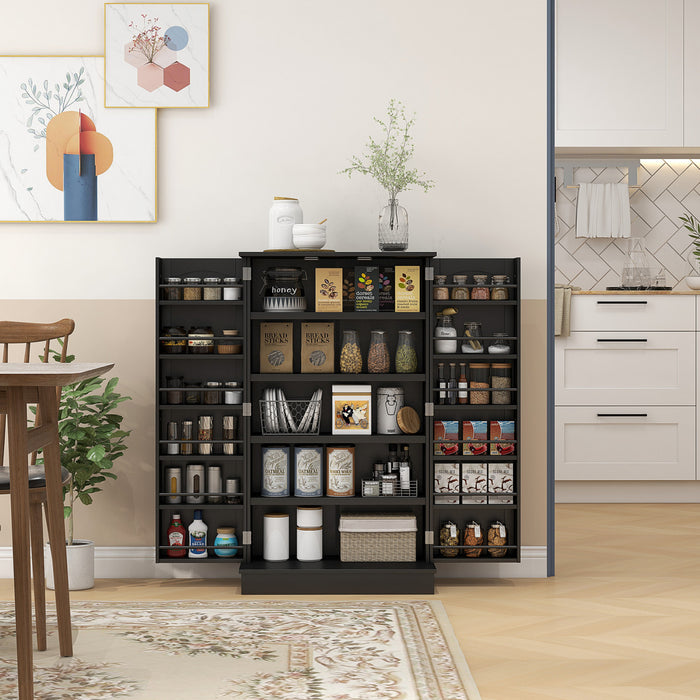 HOMCOM Kitchen Pantry Storage Cabinet w/ 5-tier Shelving Black