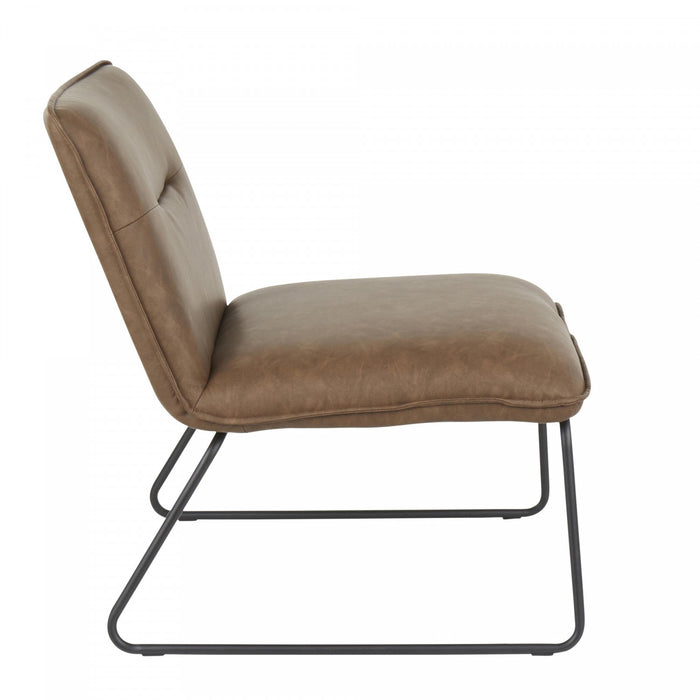 LumiSource Casper Faux Leather Industrial Accent Chair - Espresso