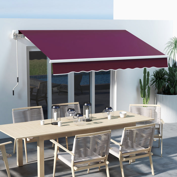 Outsunny 10' X 8' Retractable Awning With Led Lights, Uv40+, Wine Red